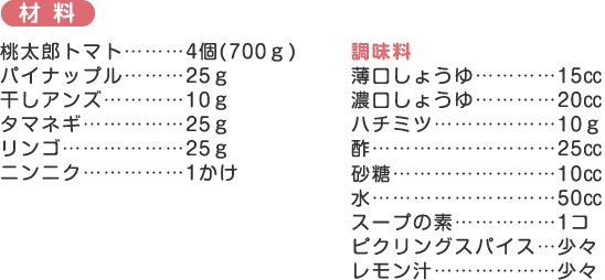 ޗ
Yg}gcccc4(700g)
pCibvcccc25g
AYccccc10g
^}lMcccccc25g
Sccccccc25g
jjNcccccc1

傤cccc15cc
Z傤cccc20cc
n`~ccccccc10g
|ccccccccc25cc
cccccccc10cc
ccccccccc50cc
X[v̑fccccc1R
sNOXpCXcX
`ccccccX